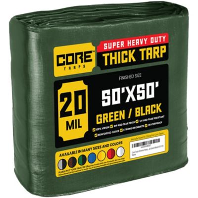 Core Tarps Green/Black 20Mil 50 x 50 Tarp, CT-703-50X50
