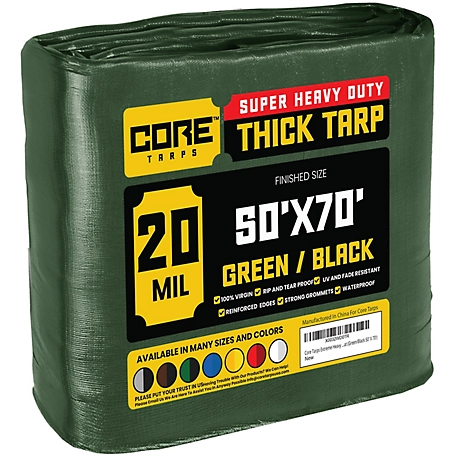 Core Tarps Green/Black 20Mil 50 x 70 Tarp, CT-703-50X70, CT-703-50x70