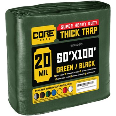 Core Tarps Green/Black 20Mil 50 x 100 Tarp, CT-703-50X100