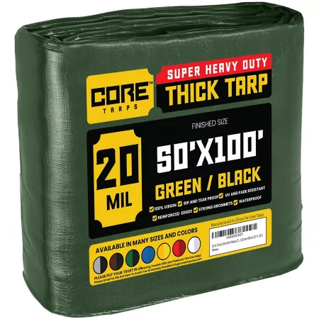 Core Tarps Green/Black 20Mil 50 x 100 Tarpaulin CT-703-50X100 Tarps