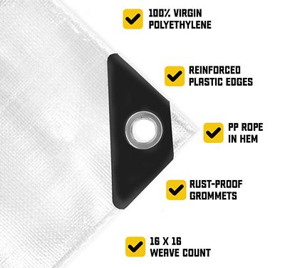 Image showing  10 ft. x 12 ft. Tarp, 20 Mil, White