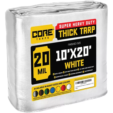 Core Tarps 10 ft x 20 ft Tarp 20 mil White Tarps