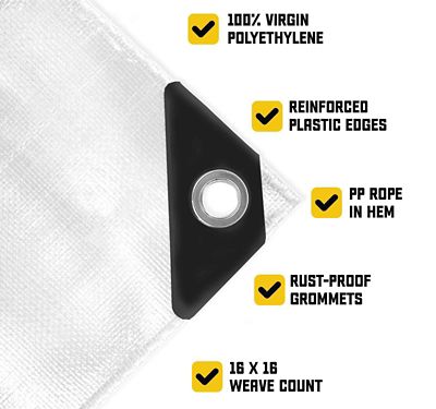 Image showing  12 ft. x 20 ft. Tarp, 20 Mil, White