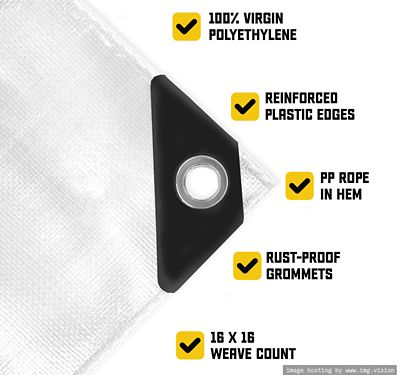 Image showing  White 20Mil 40 x 50 Tarp, CT-704-40X50, CT-704-40x50