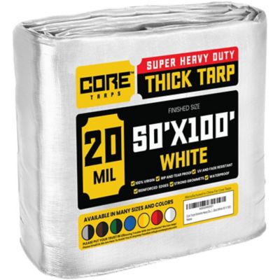 Core Tarps White 20Mil 50 x 100 Tarp, CT-704-50X100