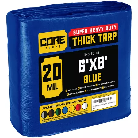 Core Tarps Blue 20Mil 6 x 8 Tarpaulin CT-705-6X8 Tarps