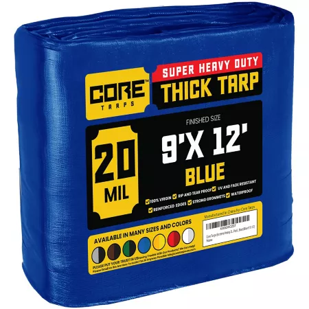 Core Tarps 9 ft x 12 ft Tarp 20 mil Blue Tarps