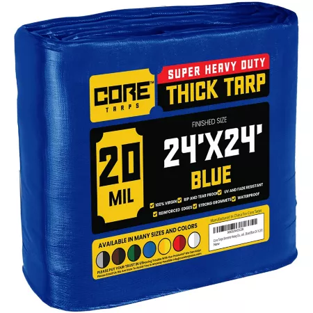 Core Tarps 24 ft x 24 ft Tarp 20 mil Blue Tarps