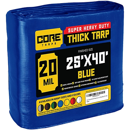 Core Tarps 25 ft. x 40 ft. Tarp, 20 Mil, Blue