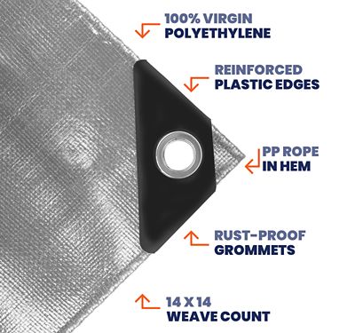 Image showing  Silver/Black 10Mil 100 x 100 Tarp Tarpco, TS-151-100X100, TS-151-100x100