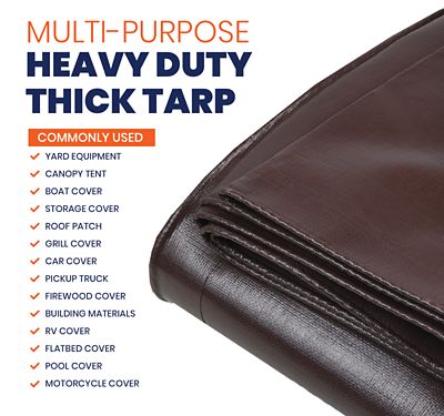Image showing 3 th Tarpco Safety 9 ft. x 12 ft. Tarp, 10 Mil, Brown/Black