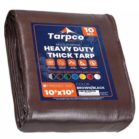 Tarpco Safety 10 ft x 10 ft Tarp 10 mil Brown/Black Tarps