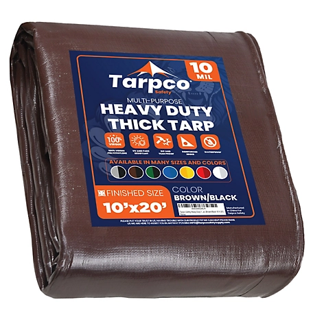 Tarpco Safety 10 ft. x 20 ft. Tarp, 10 Mil, Brown/Black