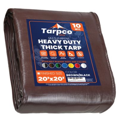 Tarpco Safety 20 ft. x 20 ft. Tarp, 10 Mil, Brown/Black