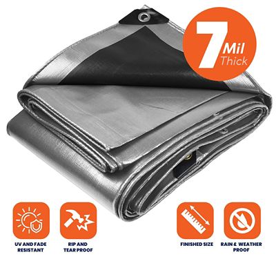 Image showing  20 x 30ft. Tarp, 10 Mil, Brown/Black