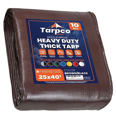 Tarpco Safety 25 ft. x 40 ft. Tarp, 10 Mil, Brown/Black