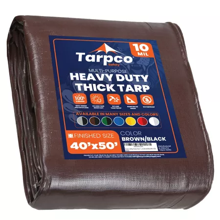 Tarpco Safety 40 ft x 50 ft Tarp 10 mil Brown/Black Tarps