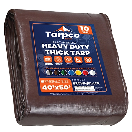 Tarpco Safety 40 ft. x 50 ft. Tarp, 10 Mil, Brown/Black