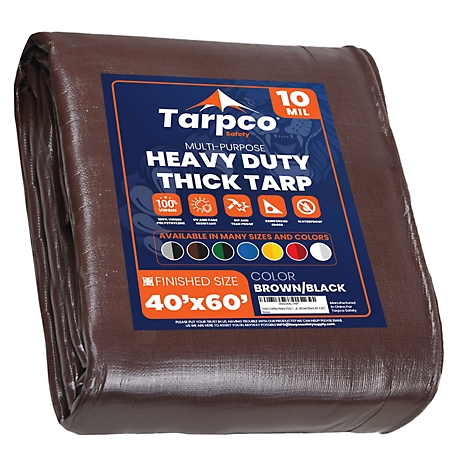 Tarpco Safety 40 ft. x 60 ft. Tarp, 10 Mil, Brown/Black