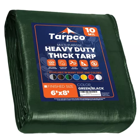 Tarpco Safety 6 ft x 8 ft Tarp 10 mil Green/Black Tarps