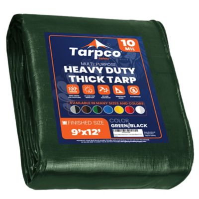 Tarpco Safety 9 ft. x 12 ft. Tarp, 10 Mil, Green/Black