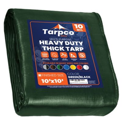 Tarpco Safety 10 ft. x 10 ft. Tarp, 10 Mil, Green/Black
