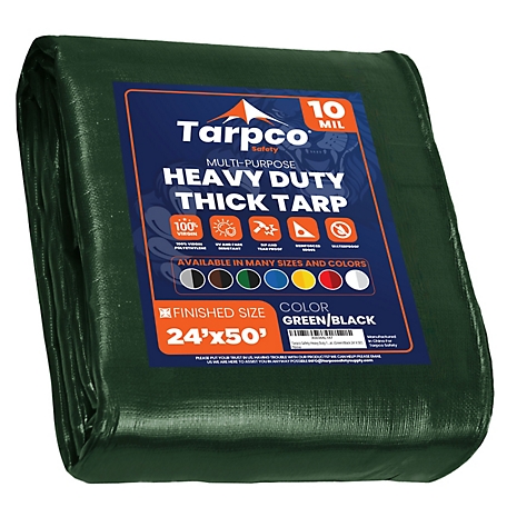 Tarpco Safety Green/Black 10Mil 24 x 50 Tarp Tarpco, TS-153-24X50