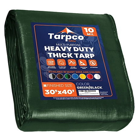 Tarpco Safety 30 ft. x 40 ft. Tarp, 10 Mil, Green/Black