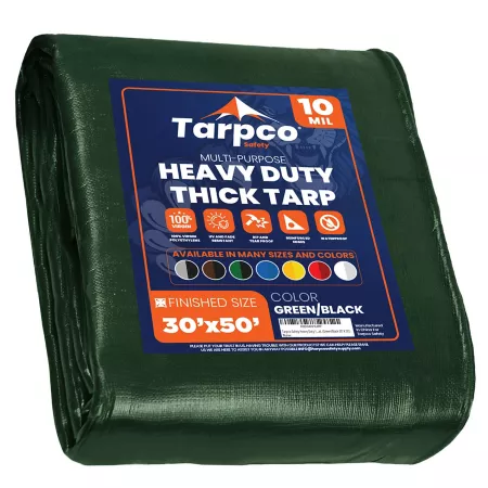 Tarpco Safety 30 ft x 50 ft Tarp 10 mil Green/Black Tarps