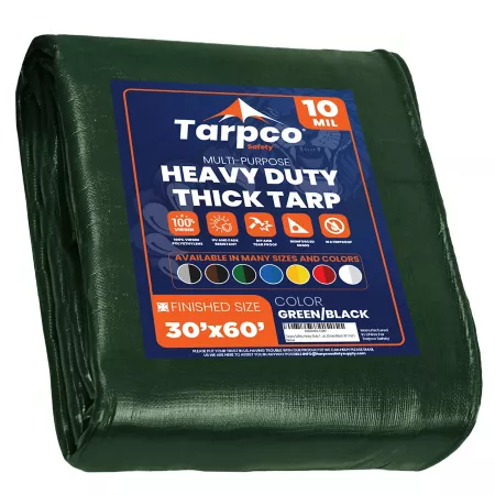 Tarpco Safety 30 ft x 60 ft Tarp 10 mil Green/Black Tarps