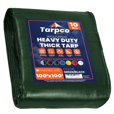 Tarpco Safety 100 ft. x 100 ft. Tarp, 10 Mil, Green/Black