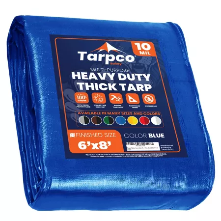 Tarpco Safety Blue 10Mil 6 x 8 Tarp Tarpco TS-155-6X8 Tarps