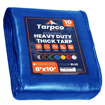 Tarpco Safety 8 ft x 10 ft Tarp 10 mil Blue Tarps