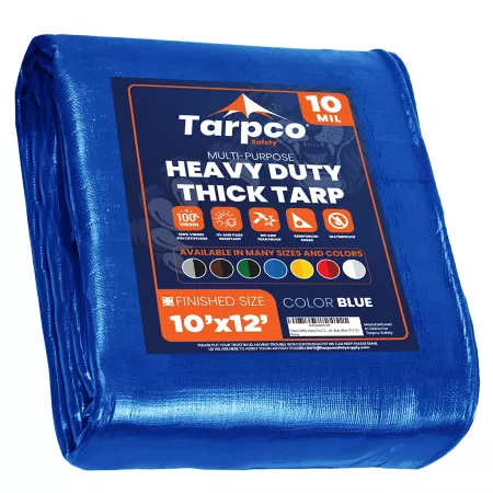 Tarpco Safety 10 ft x 12 ft Tarp 10 mil Blue Tarps