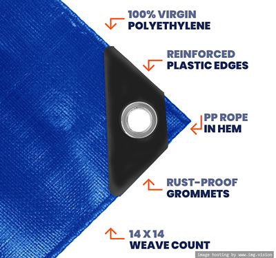 Image showing  Blue 10Mil 24 x 50 Tarp Tarpco, TS-155-24X50, TS-155-24x50