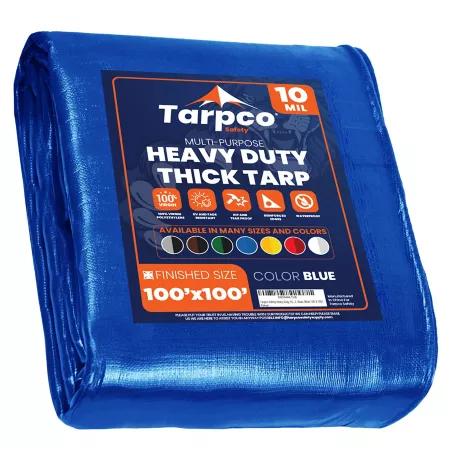 Tarpco Safety Blue 10Mil 100 x 100 Tarp Tarpco TS-155-100X100 TS-155-100x100 Tarps