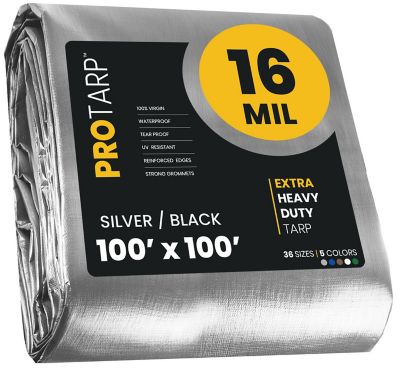 Protarp Silver/Black 16Mil 100 x 100 Tarp Protarp, PT-101-100X100