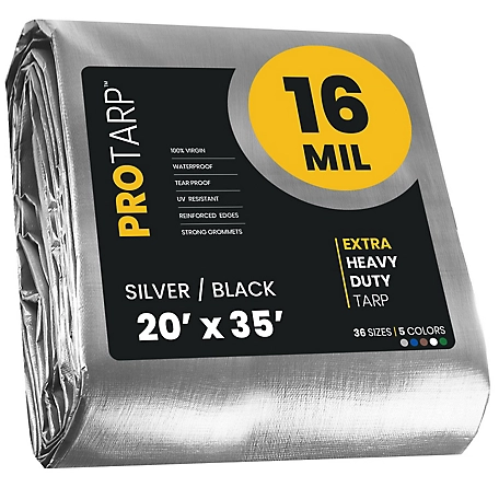 Protarp 20 ft. x 35 ft. Tarp, 16 Mil, Silver/Black