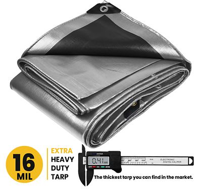 Image showing  24 ft. x 36 ft. Tarp, 16 mil, Silver/Black
