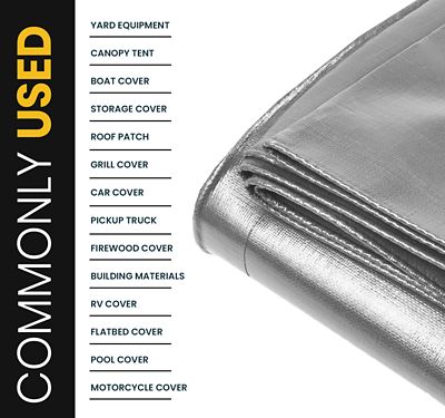 Image showing  24 ft. x 50 ft. Tarp, 16 Mil, Silver/Black