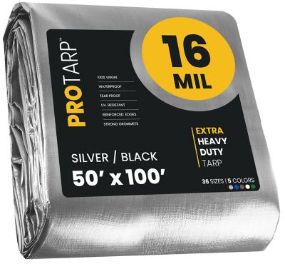 Protarp Silver/Black 16Mil 50 x 100 Tarp Protarp, PT-101-50X100