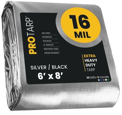 Protarp 6 ft. x 8 ft. Tarp, 16 Mil, Silver/Black