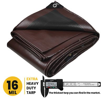 Image showing  100 ft. x 100 ft. Tarp, 16 Mil, Brown/Black