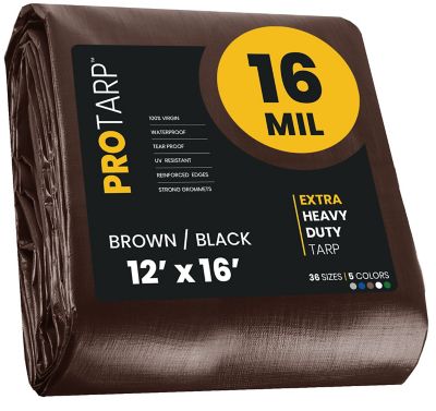 Protarp 12 ft. x 16 ft. Tarp, 16 Mil, Brown/Black