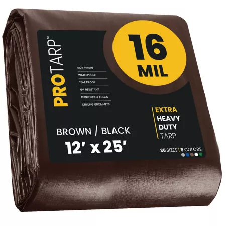 Protarp Brown/Black 16Mil 12 x 25 Protarp Tarp PT-102-12X25 Tarps