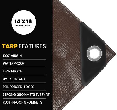 Image showing  20 ft. x 20 ft. Tarp, 16 mil, Brown/Black