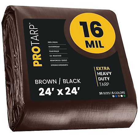 Protarp 24 ft. x 24 ft. Tarp, 16 Mil, Brown/Black