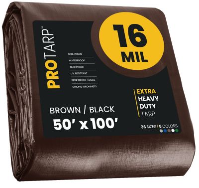 Protarp 50 ft. x 100 ft. Tarp, 16 Mil, Brown/Black