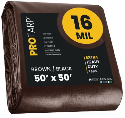 Protarp 50 ft. x 50 ft. Tarp, 16 Mil, Brown/Black