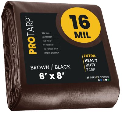Protarp 6 ft. x 8 ft. Tarp, 16 Mil, Brown/Black
